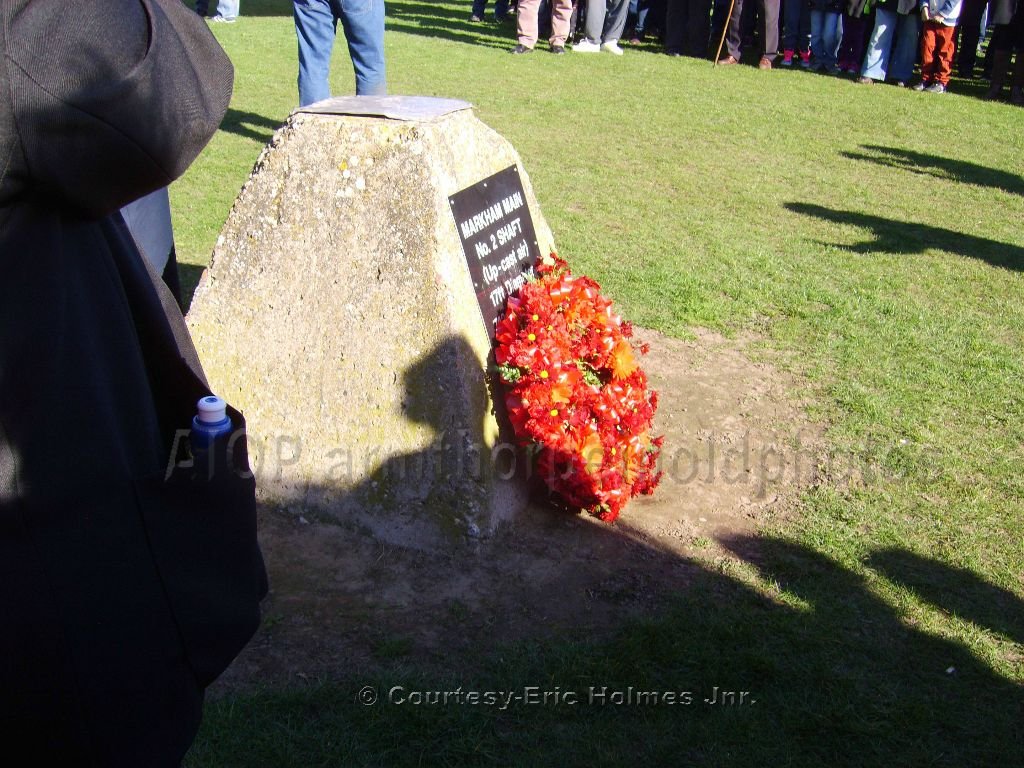 wreath ,remembering lives lost in the pit and later,laid by the Late Alan Bell`s grandson Tyla